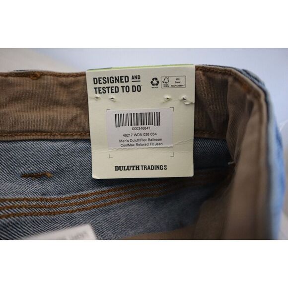 Duluth Men's Sz 38x34 Blue DuluthFlex Ballroom CoolMax Relaxed Fit Denim Jeans - Picture 4 of 13
